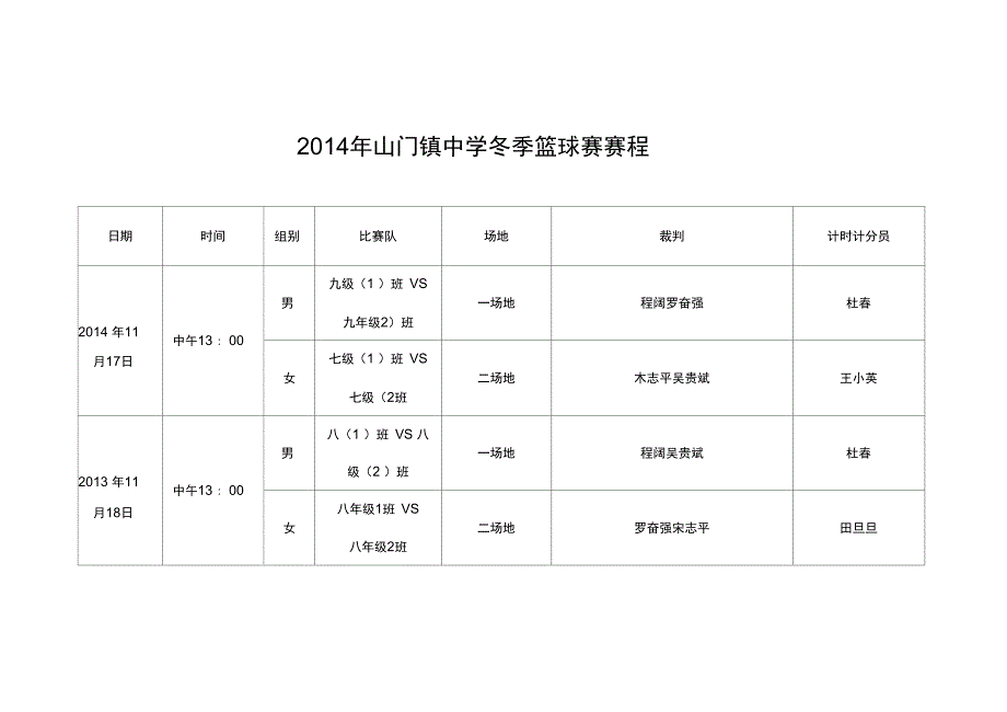 初级中学篮球比赛活动方案_第4页