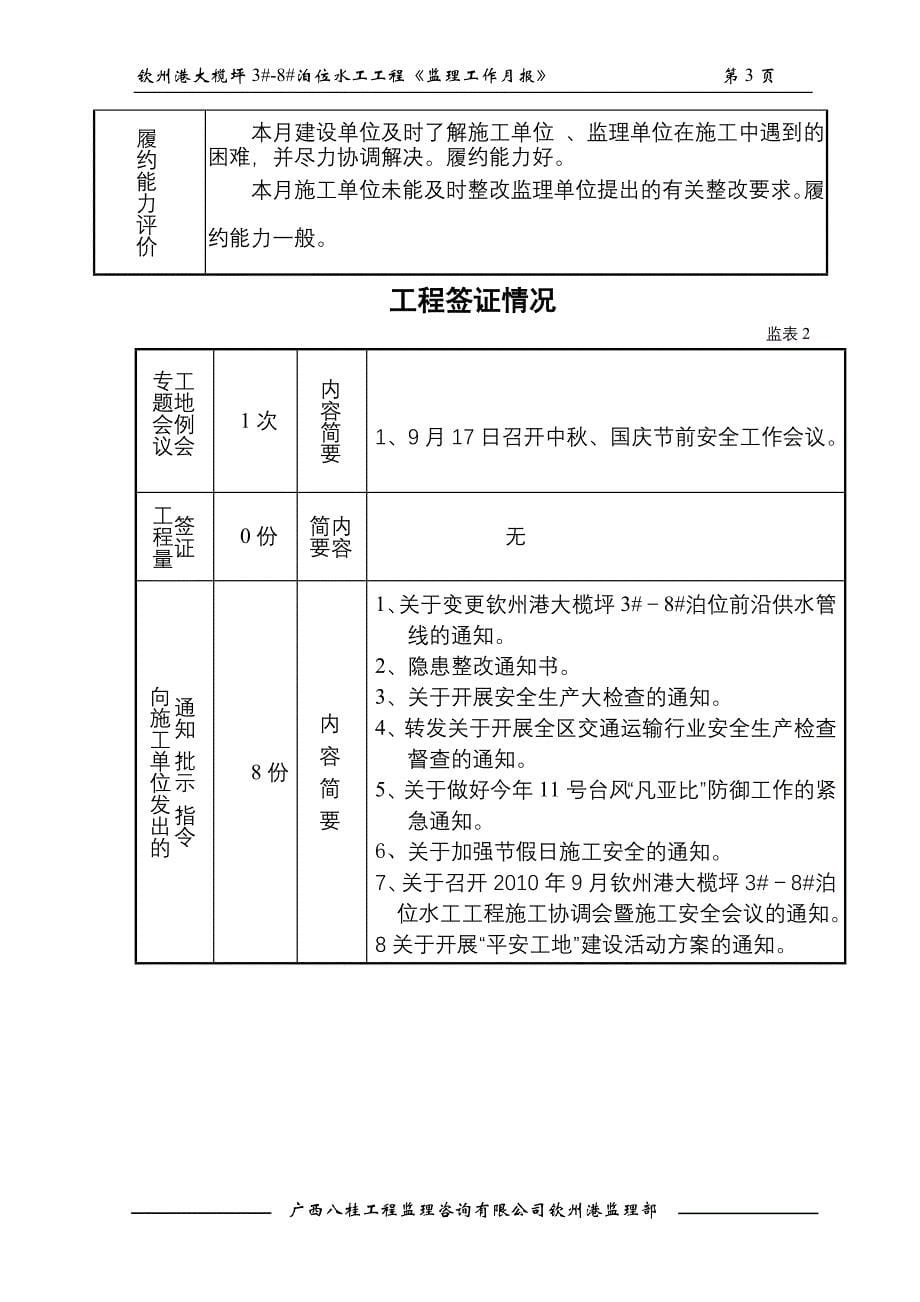 大榄坪码头2010年9月份监理工作月报.doc_第5页