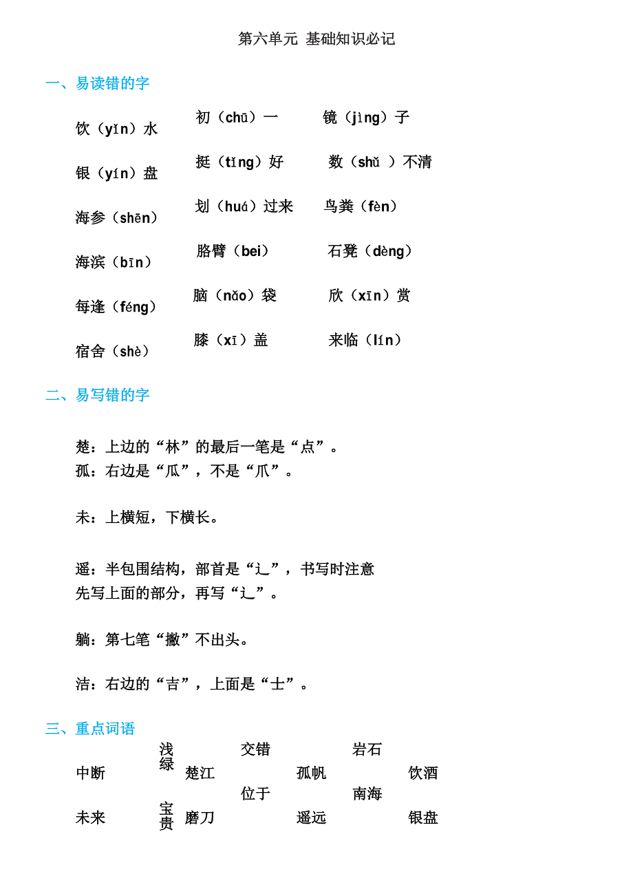 部编版三年级上册语文第六单元知识点总结_第1页