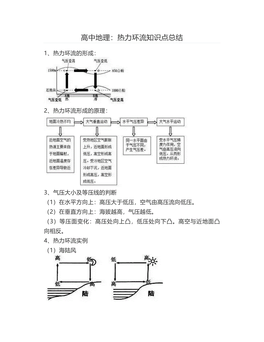 高中地理：热力环流知识点总结_第1页