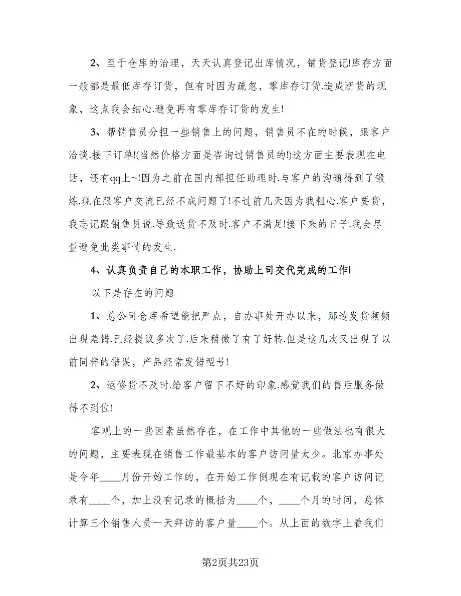 销售助理年终个人工作总结标准范文（7篇）.doc_第2页