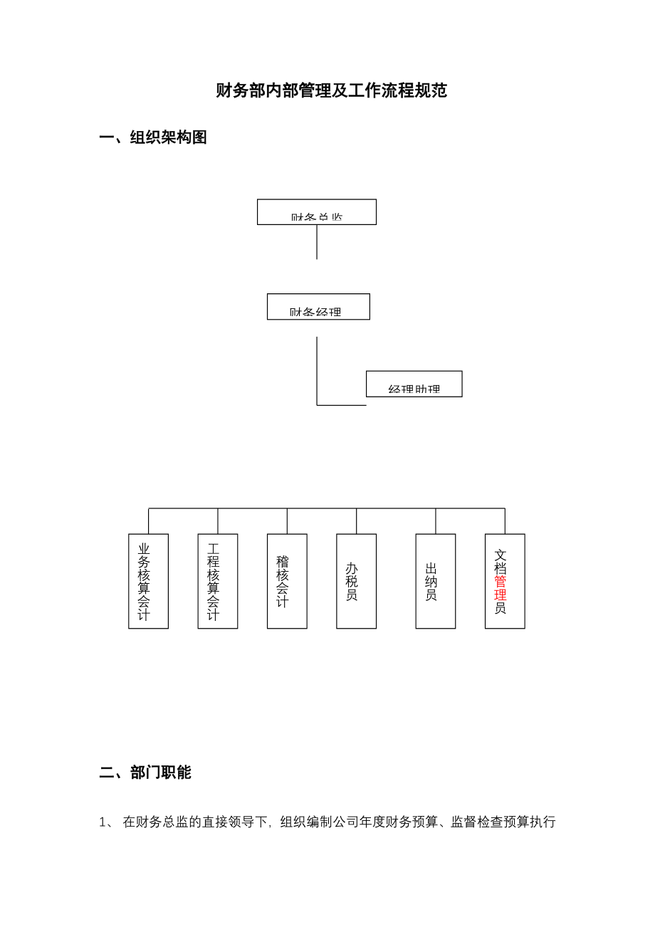 财务部内部管理及工作流程规范_第1页