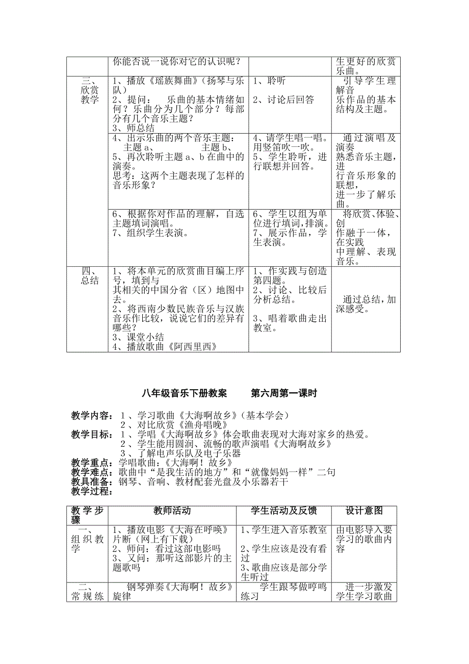 八年级下册音乐教案_第4页