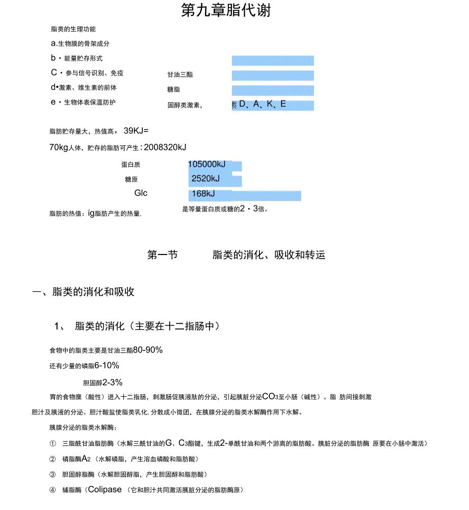 脂肪酸和甘油三酯的分解代谢_第1页
