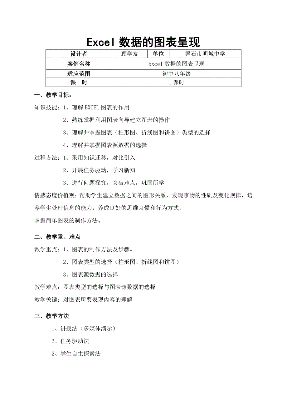 《Excel数据的图表呈现》教学设计.doc_第1页