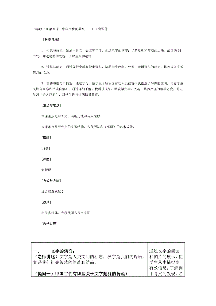 七年级上册第8课中华文化的勃兴.docx_第1页