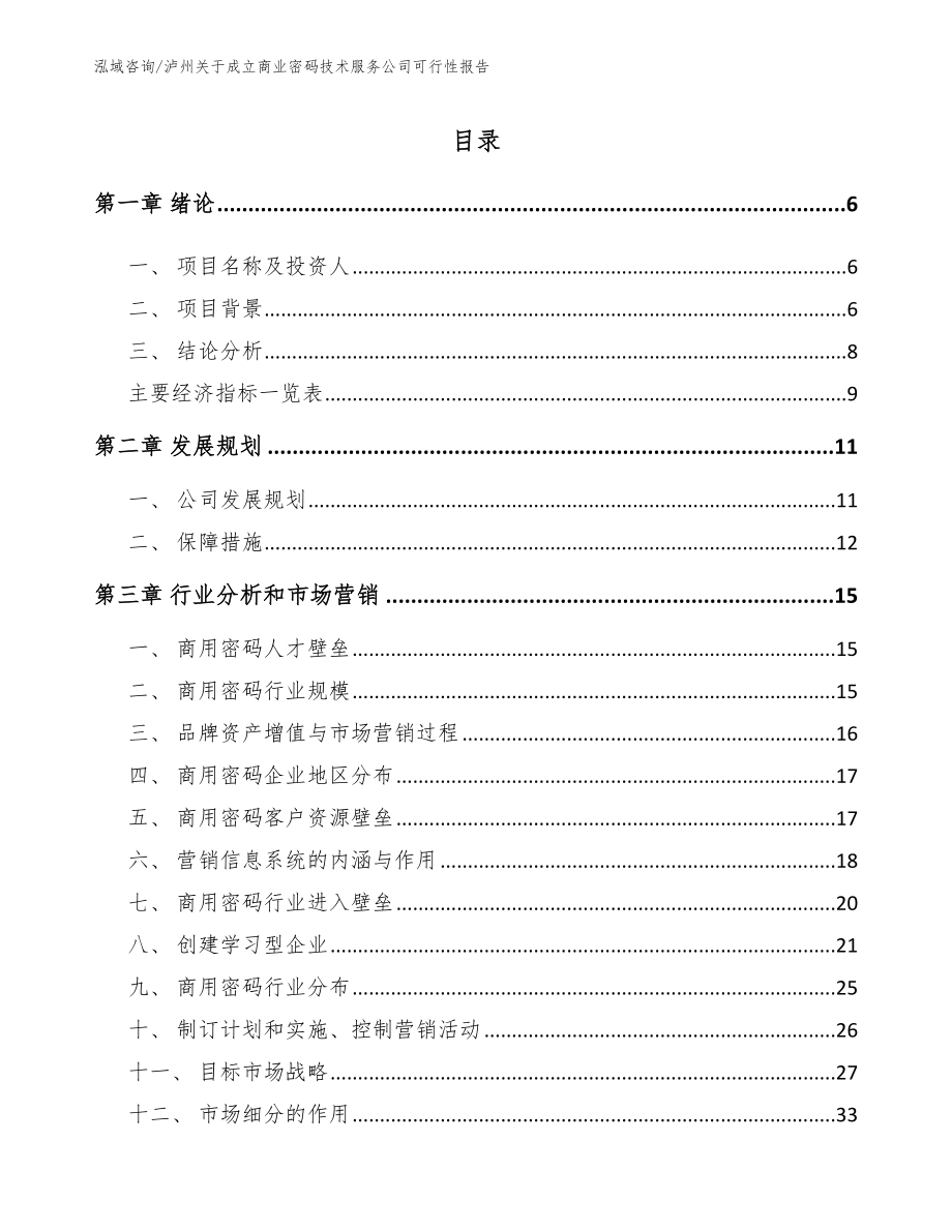 泸州关于成立商业密码技术服务公司可行性报告_第1页