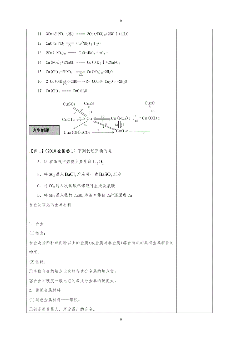 高三化学一轮复习 铜及其重要化合物教学设计.doc_第2页