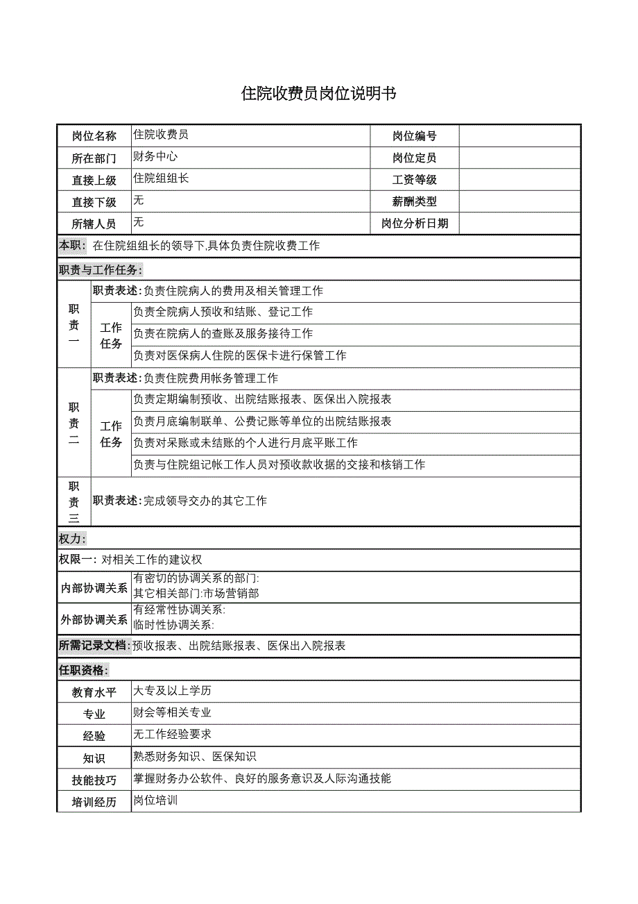 住院收费员岗位职责说明_第2页