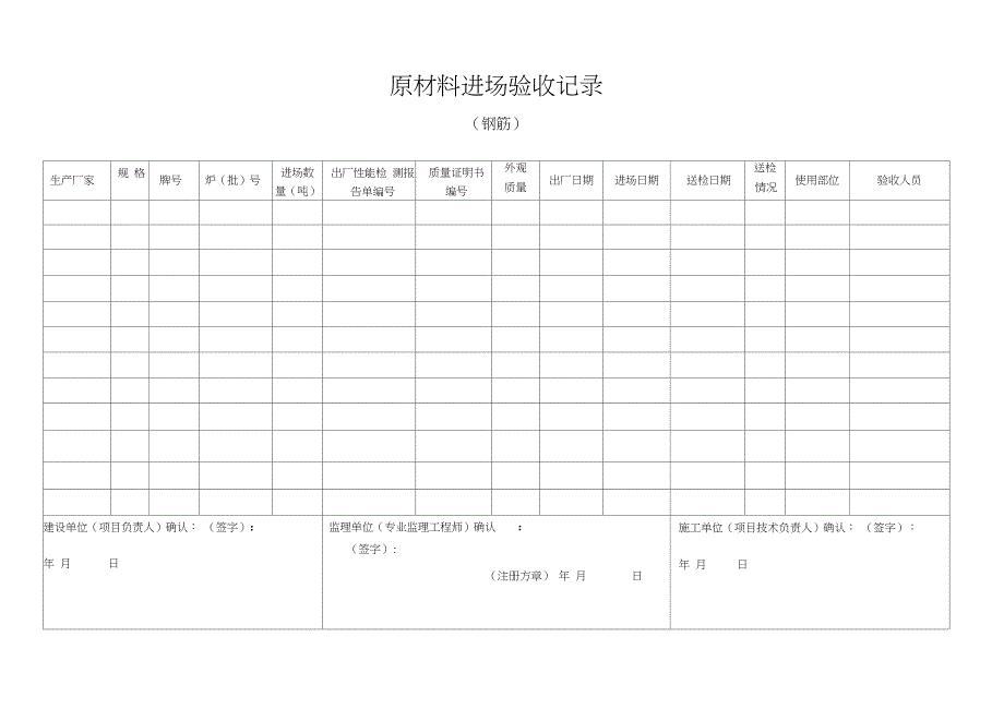 原材料进场验收记录