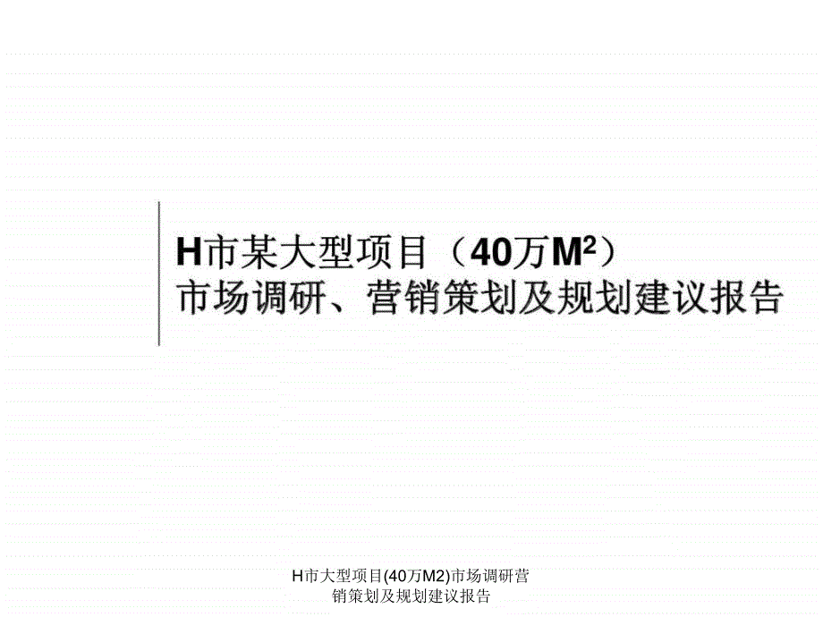 H市大型项目(40万M2)市场调研营销策划及规划建议报告课件_第1页