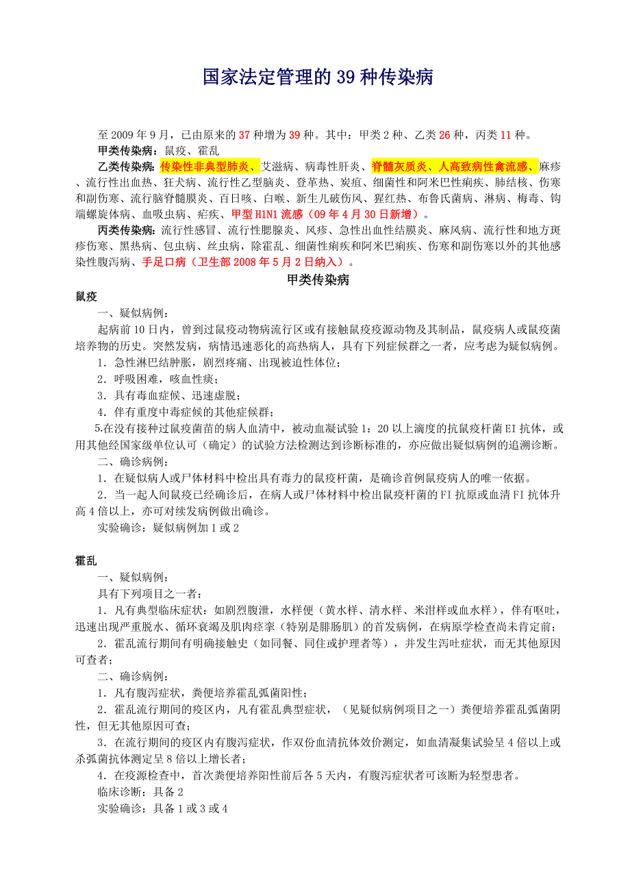 国家法定管理的39种传染病_第1页