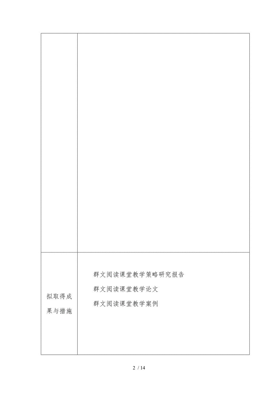 二实小群文阅读立项申报书范本_第2页