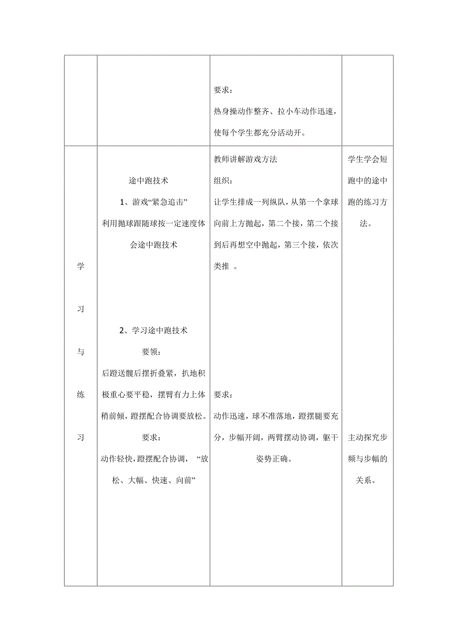 短跑中的途中跑教学设计及教案五_第2页