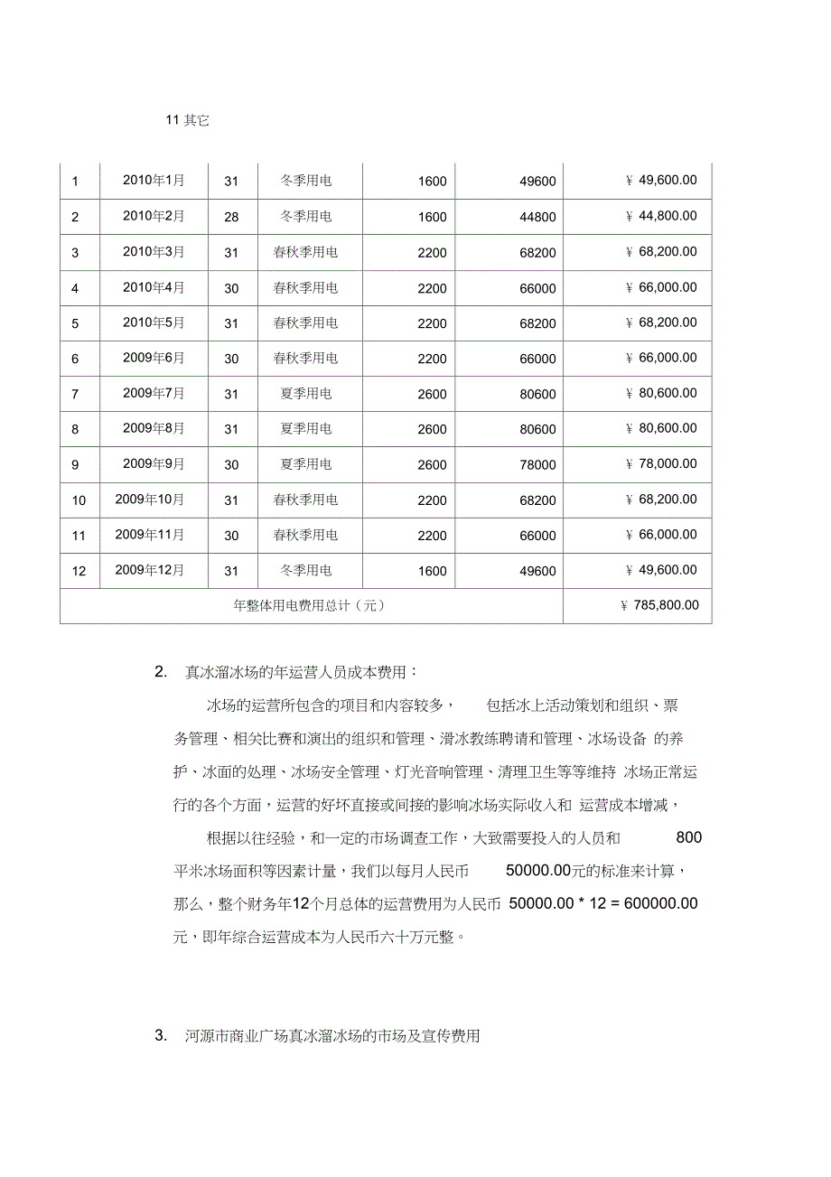 投资测算-溜冰场-冰场投资估算及运营费用和收益_第4页