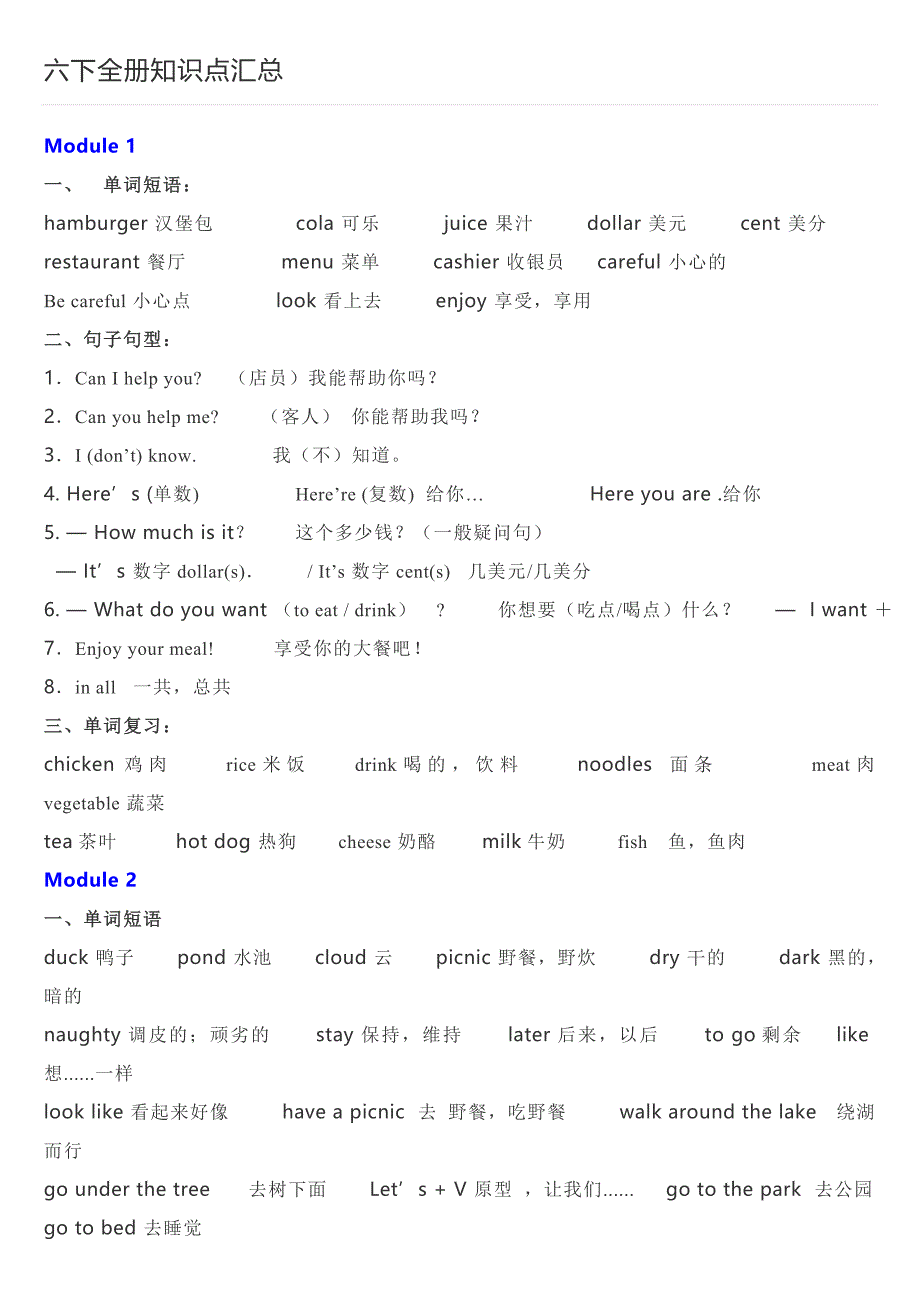 六年级英语知识点汇总_第1页