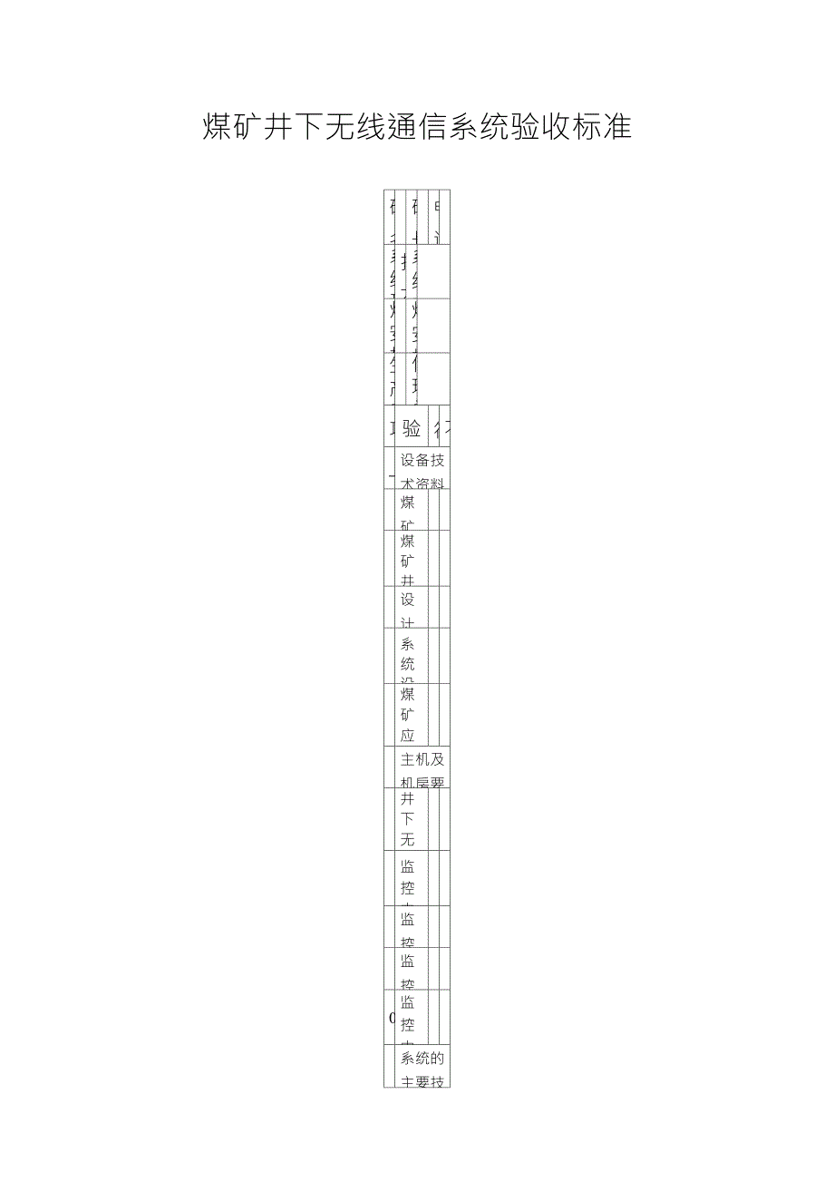 煤矿井下无线通信系统验收标准表1_第1页
