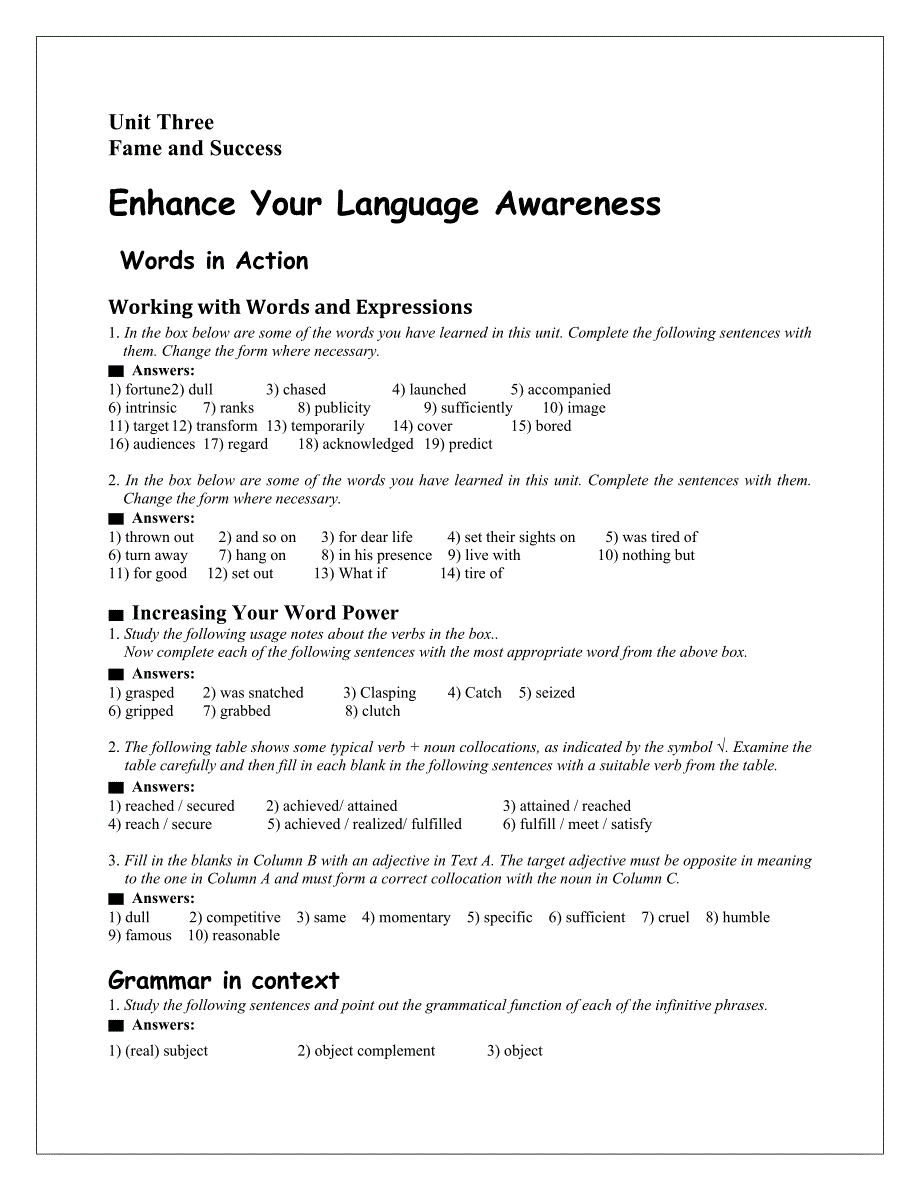 新世纪大学英语综合教程4第二版习题答案U3.doc_第1页