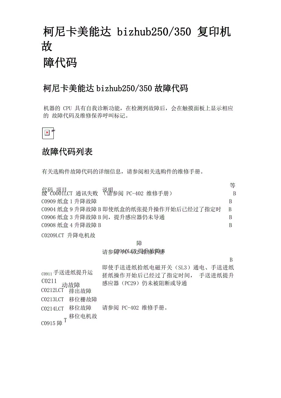 柯美250维修代码_第1页