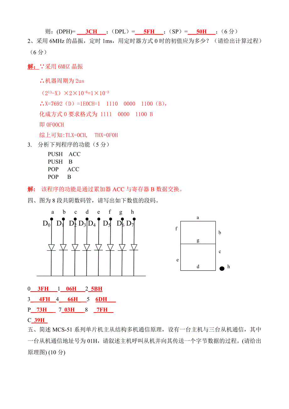 单片机期末试题(张毅刚版)_第2页