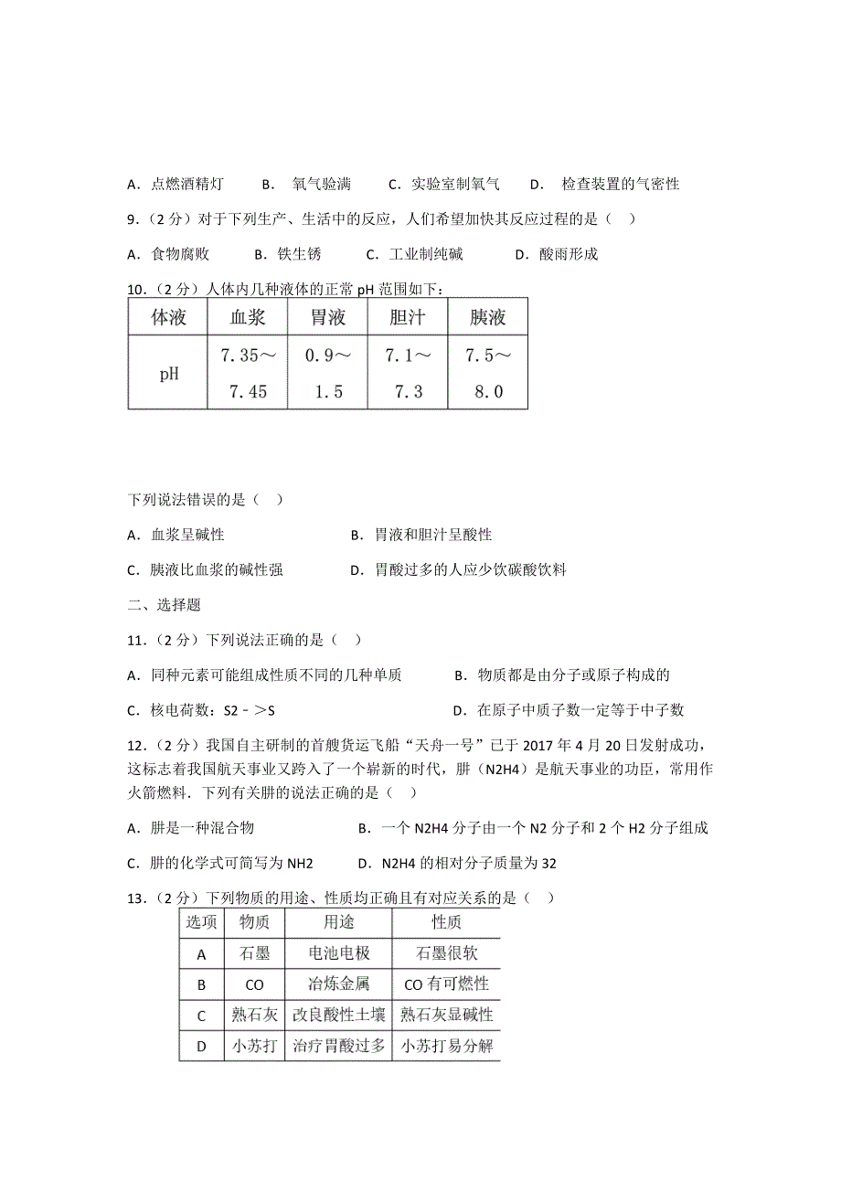 2023年潍坊市中考化学真题含答案_第2页