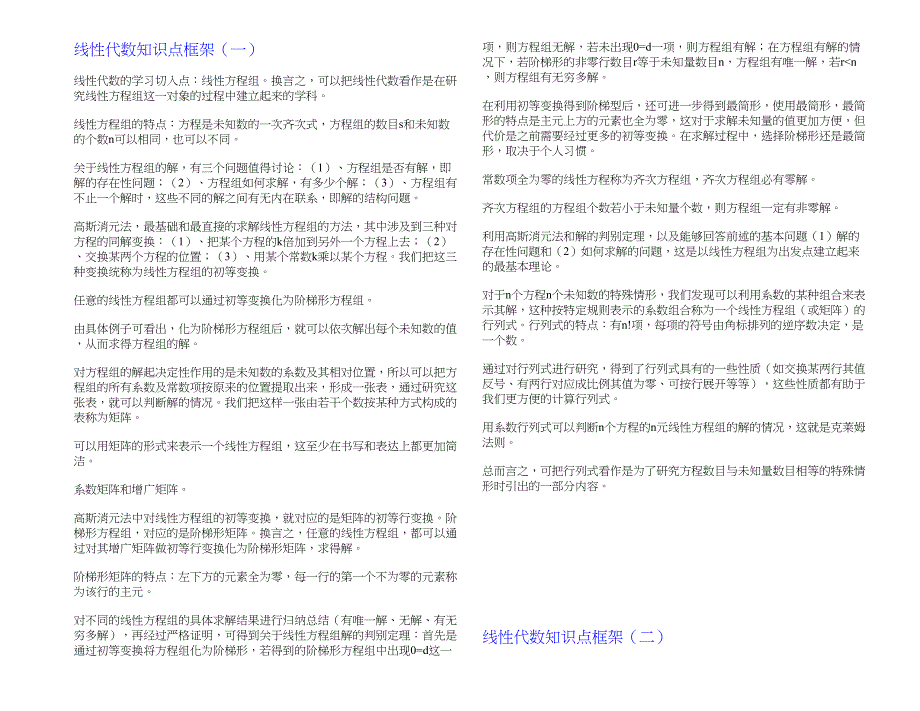 考研数学线性代数打印资料_第1页