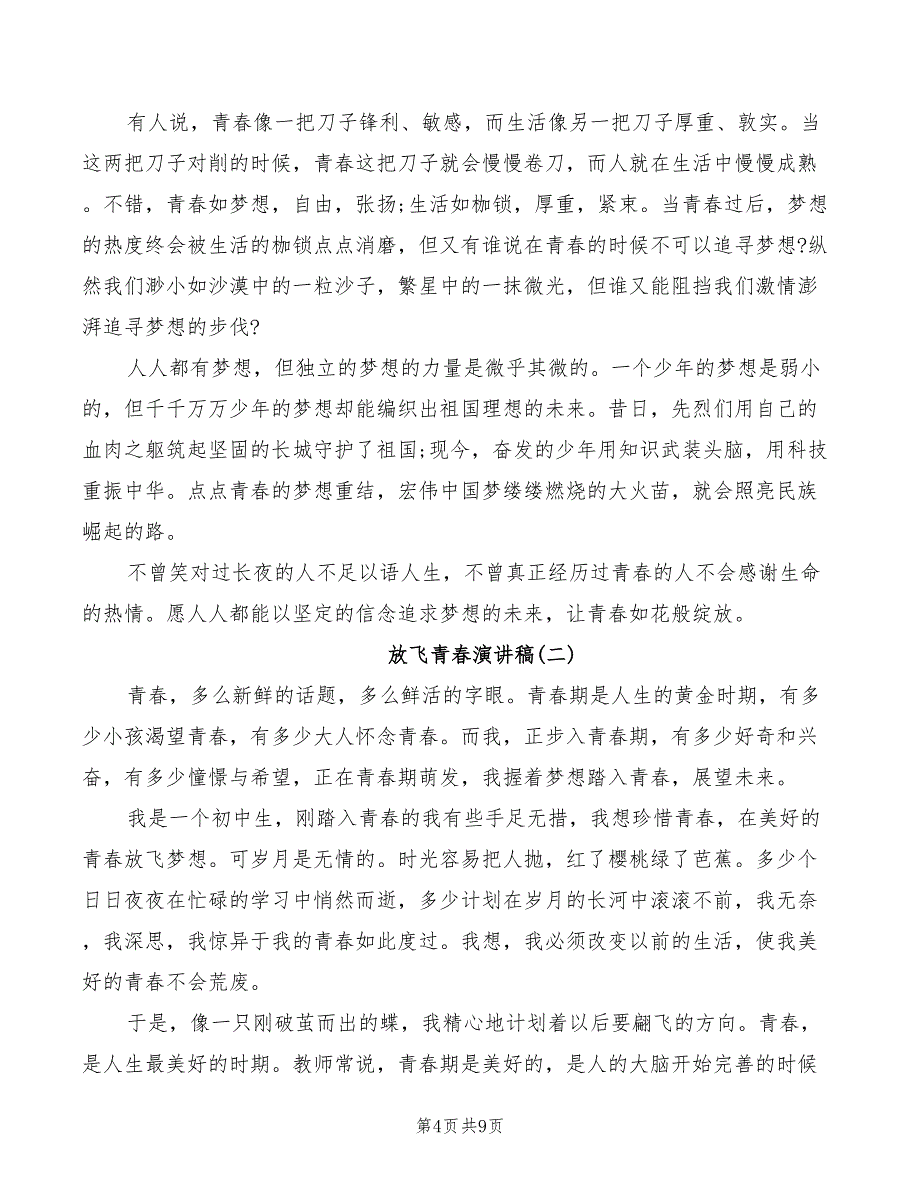 2022年放飞理想的演讲稿范文_第4页