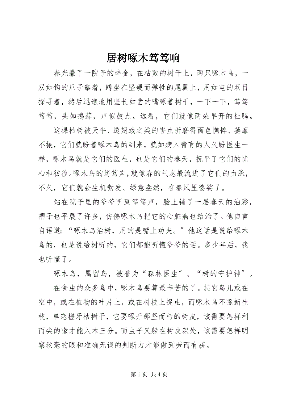 2023年居树啄木笃笃响.docx_第1页