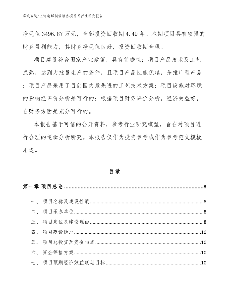 上海电解铜箔销售项目可行性研究报告（模板参考）_第3页