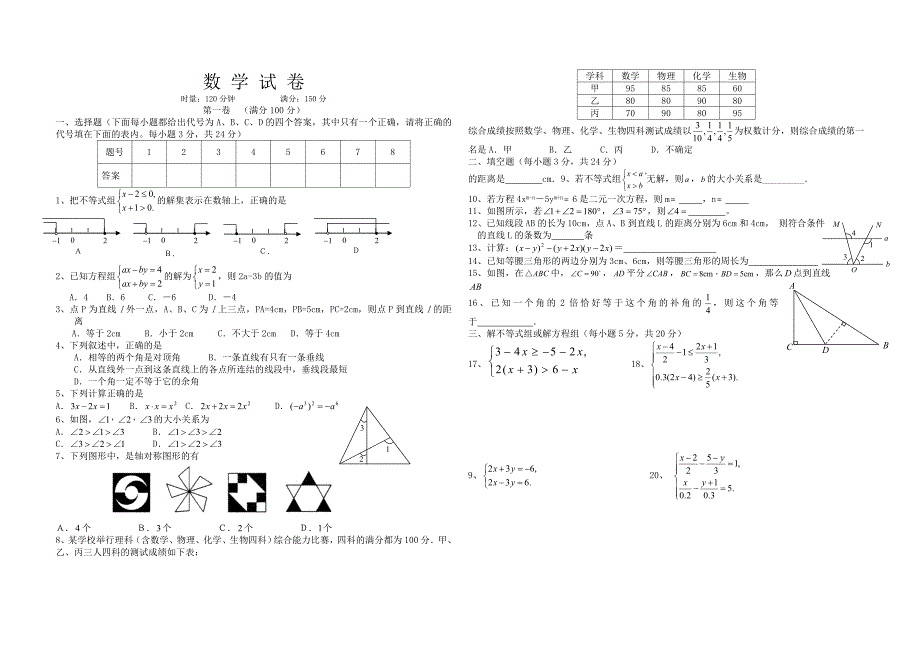 湘教版七年级下期期末试题.doc_第1页