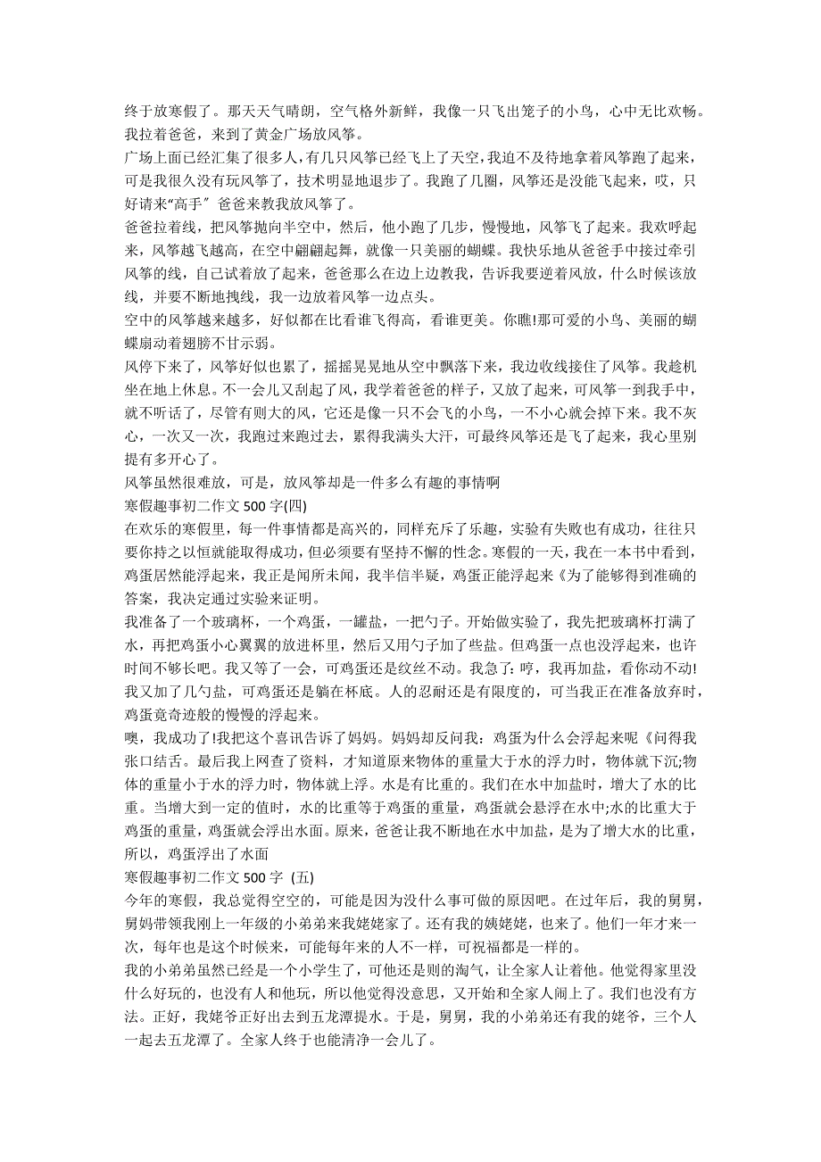 寒假趣事初二作文500字10篇_第2页