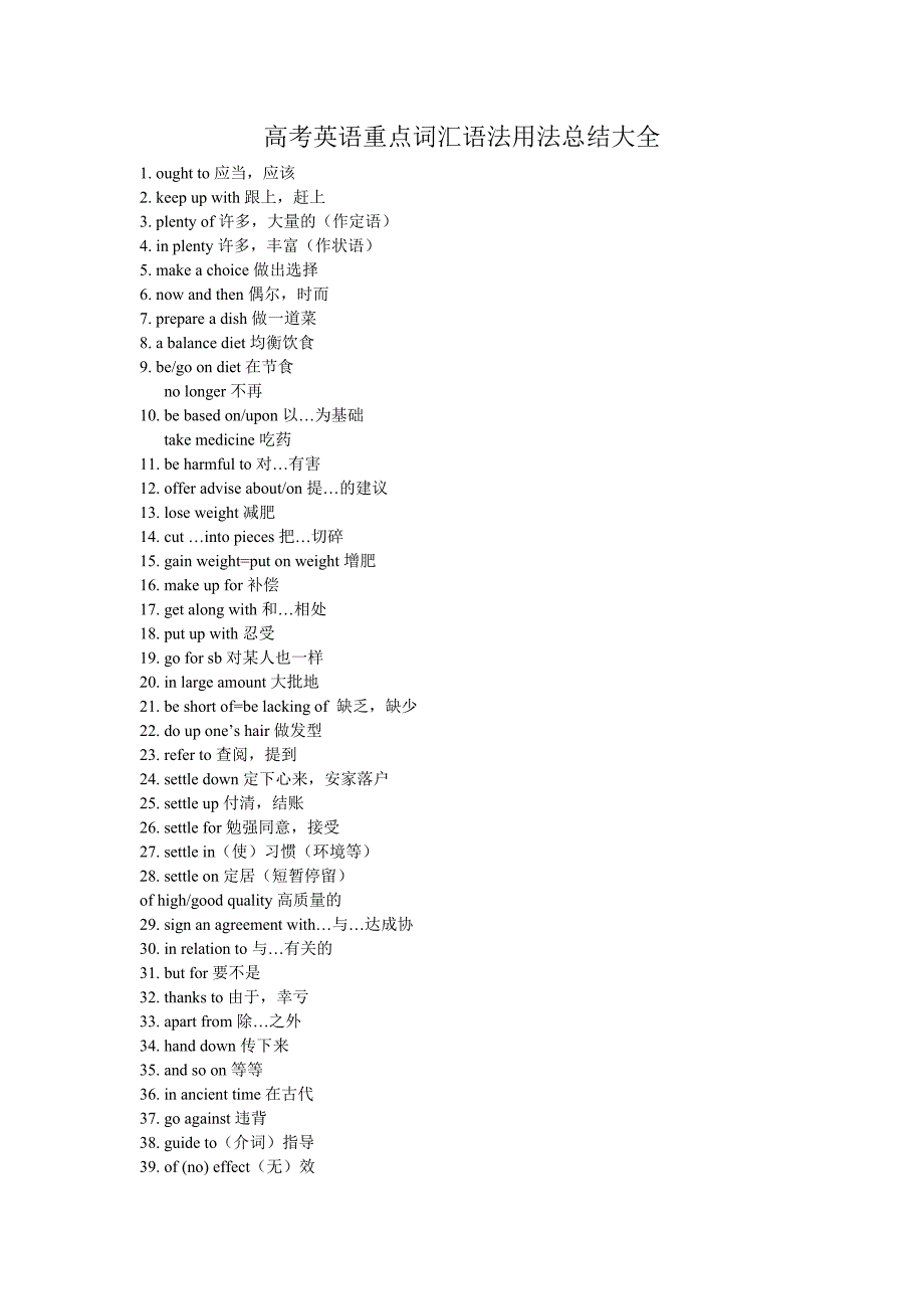 高考英语重点词汇语法用法总结大全_第1页