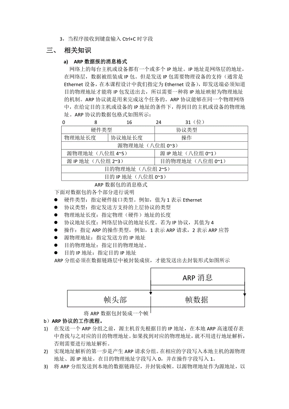 计算机网络课程设计报告解析ARP数据包含C源码_第3页