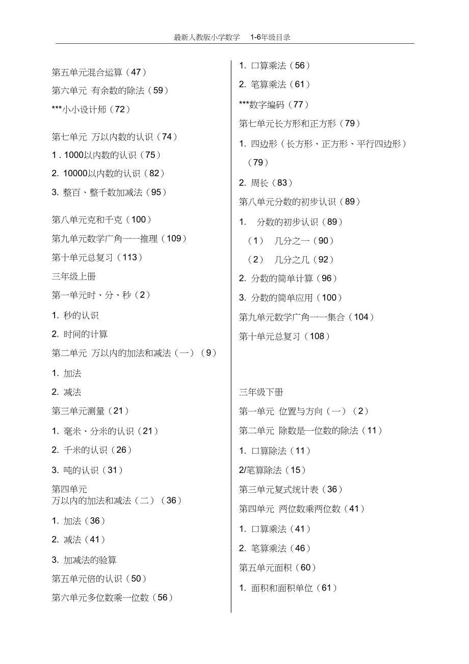 (完整word版)最新版小学数学1-6年级目录(2)_第3页