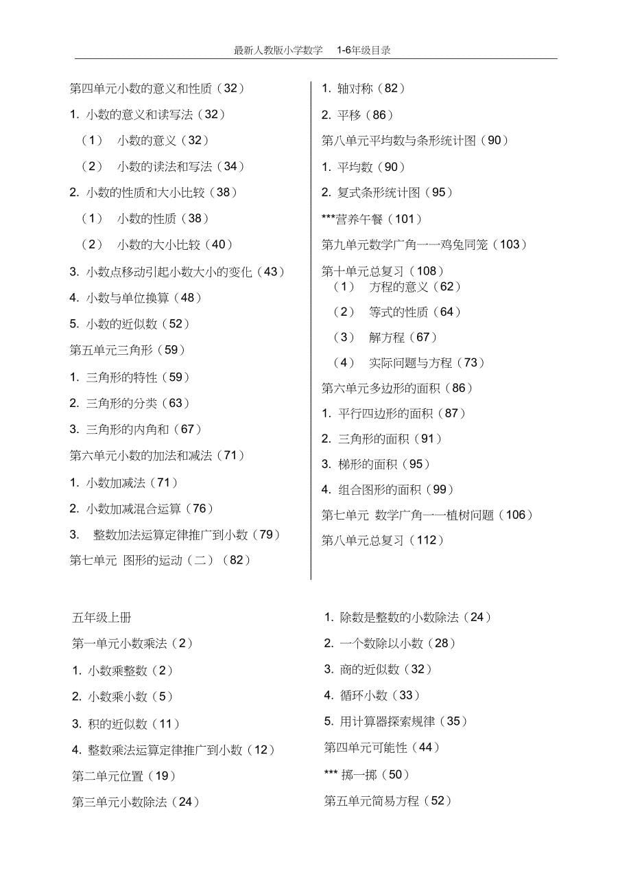 (完整word版)最新版小学数学1-6年级目录(2)_第5页