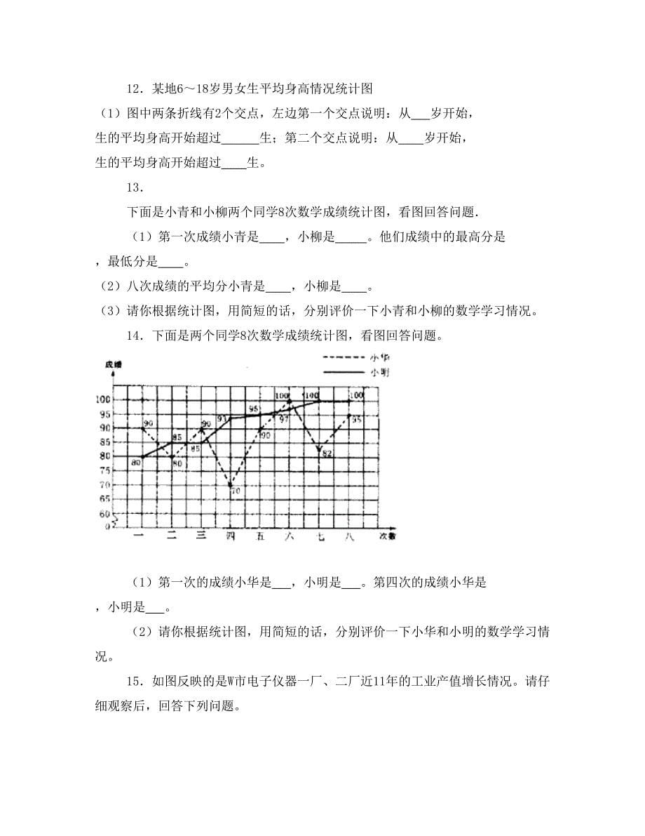五年级下册统计-折线统计图练习卷_第5页