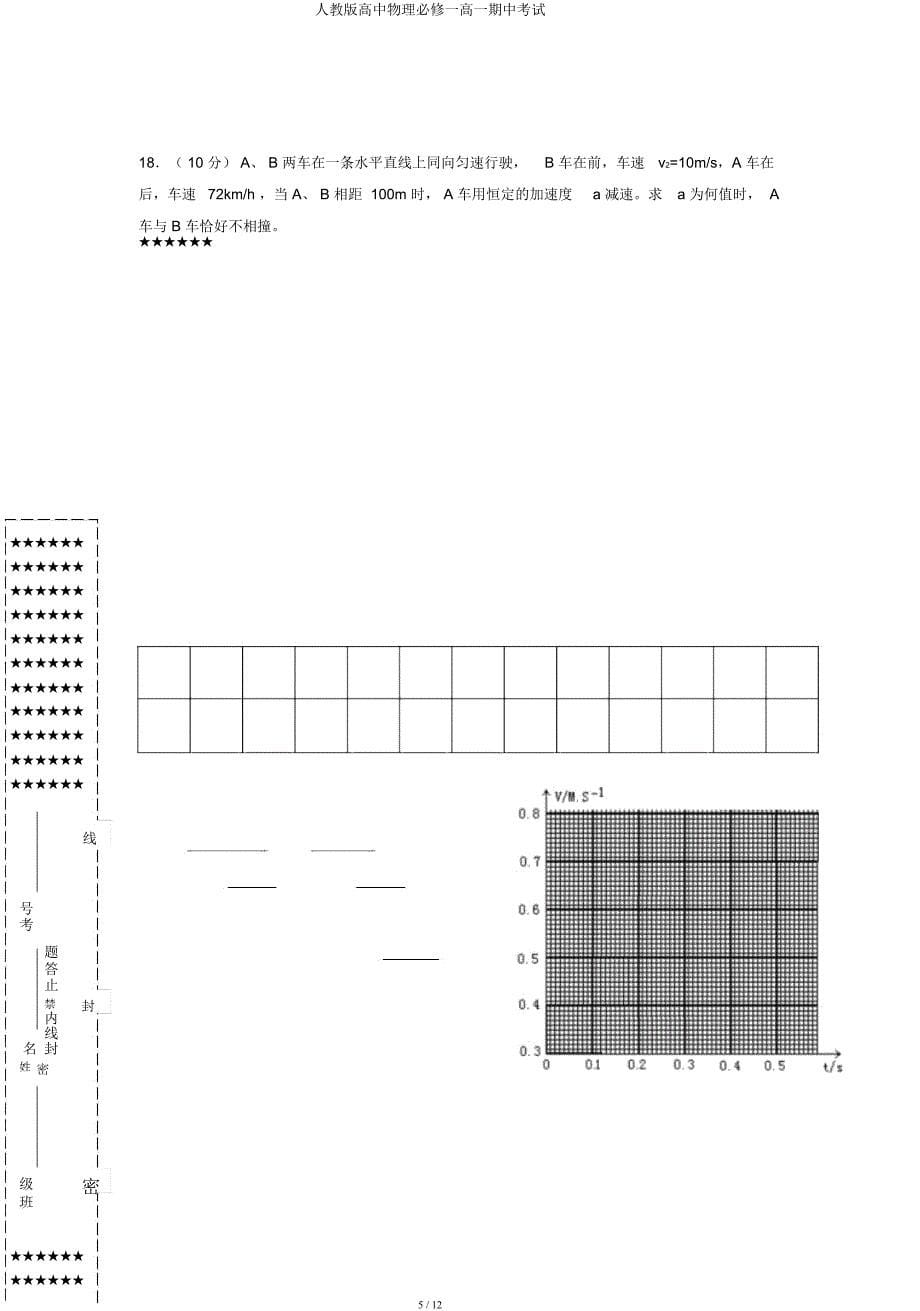 人教高中物理必修一高一期中考试.docx_第5页