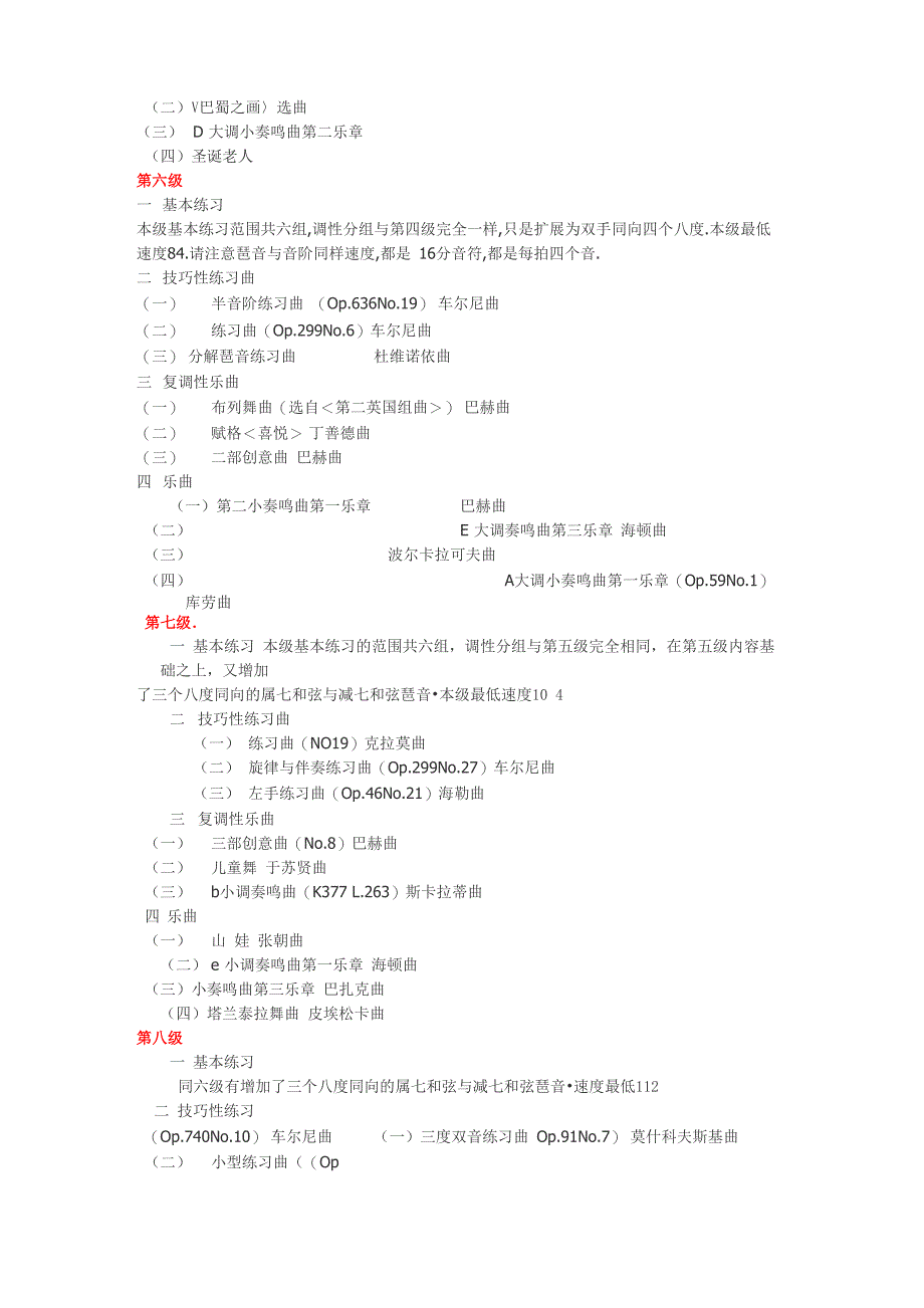 完整版新版音协业余钢琴考级曲目一至十级全_第3页