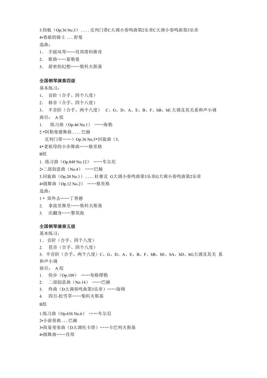 完整版新版音协业余钢琴考级曲目一至十级全_第5页