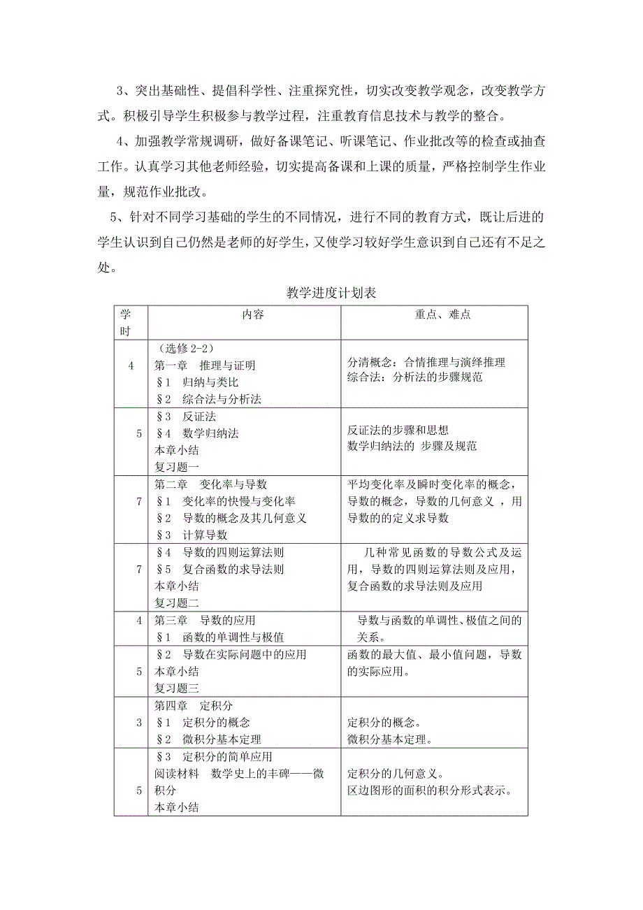 高二数学(选修2-2、2-3)教学工作计划_第2页