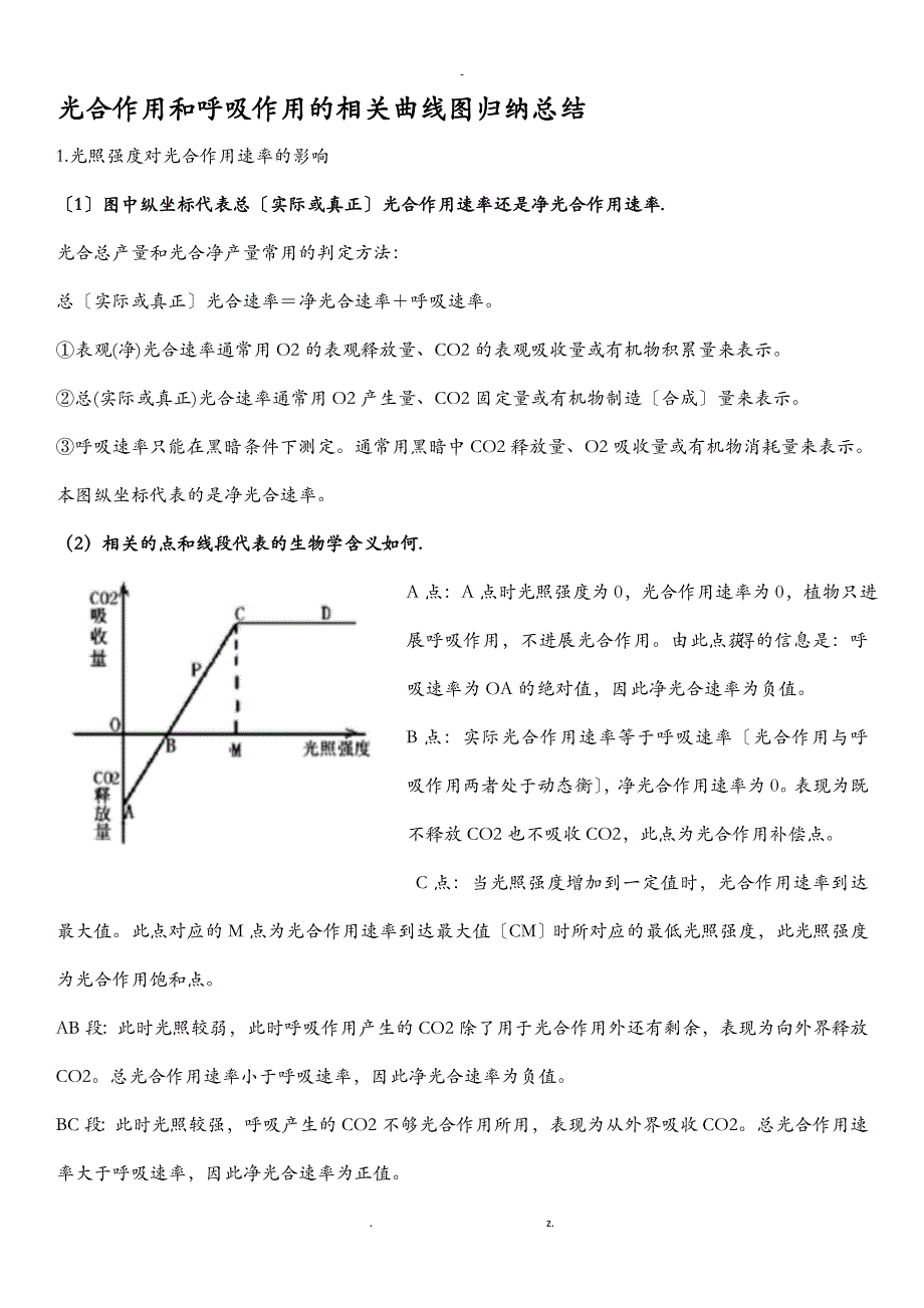 光合作用和呼吸作用的相关曲线图归纳总结_第1页
