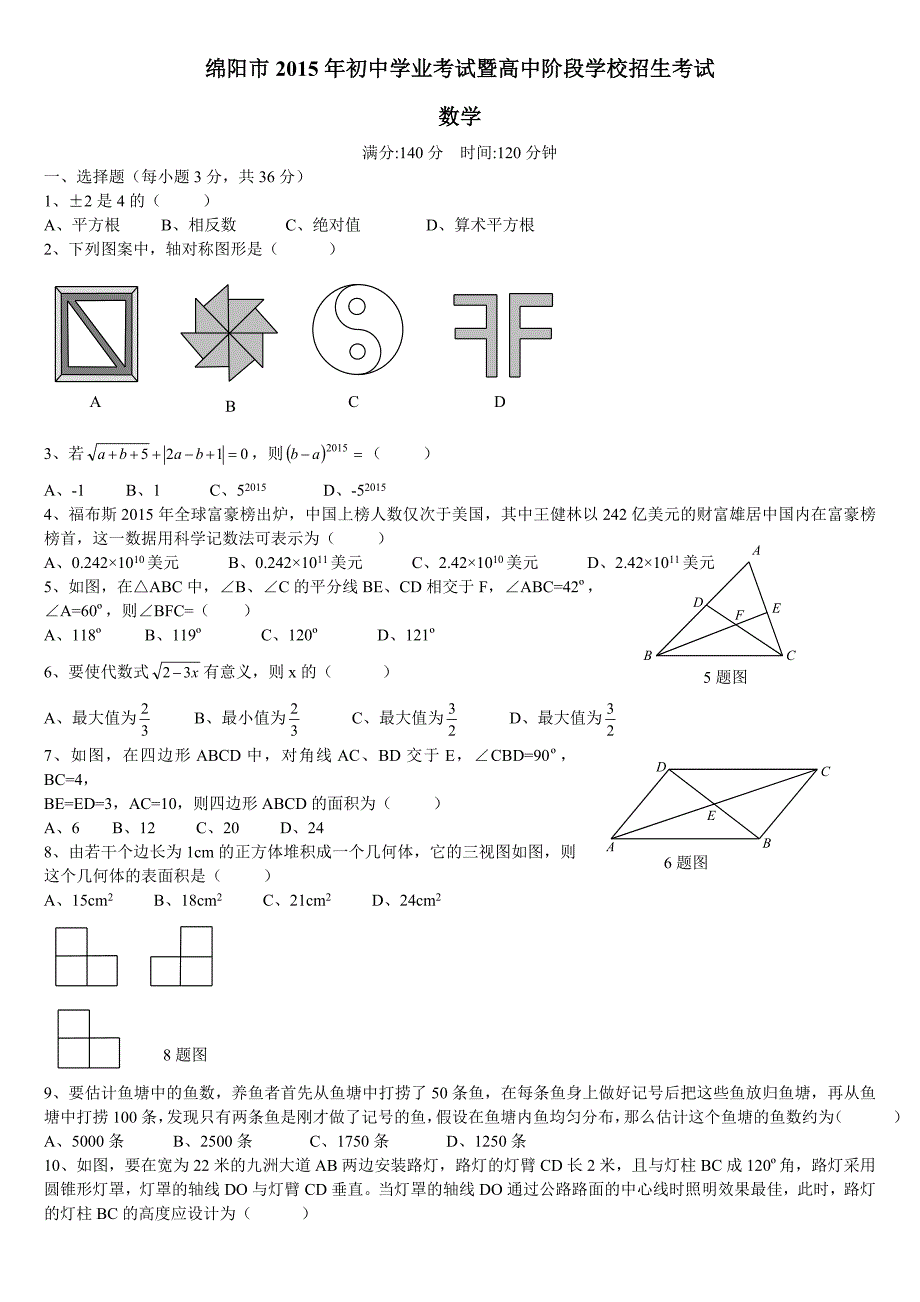 2015绵阳中考_第1页