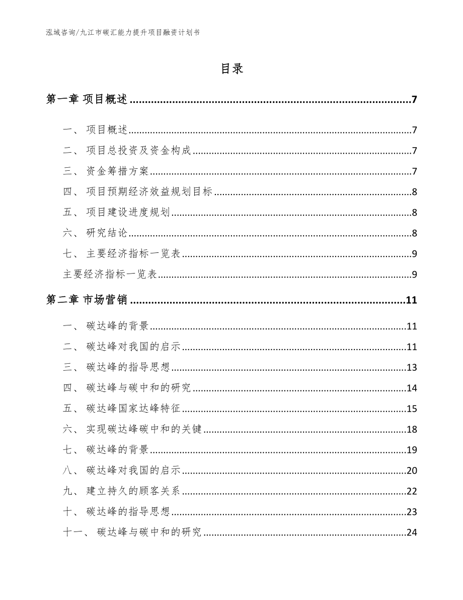 九江市碳汇能力提升项目融资计划书_第1页