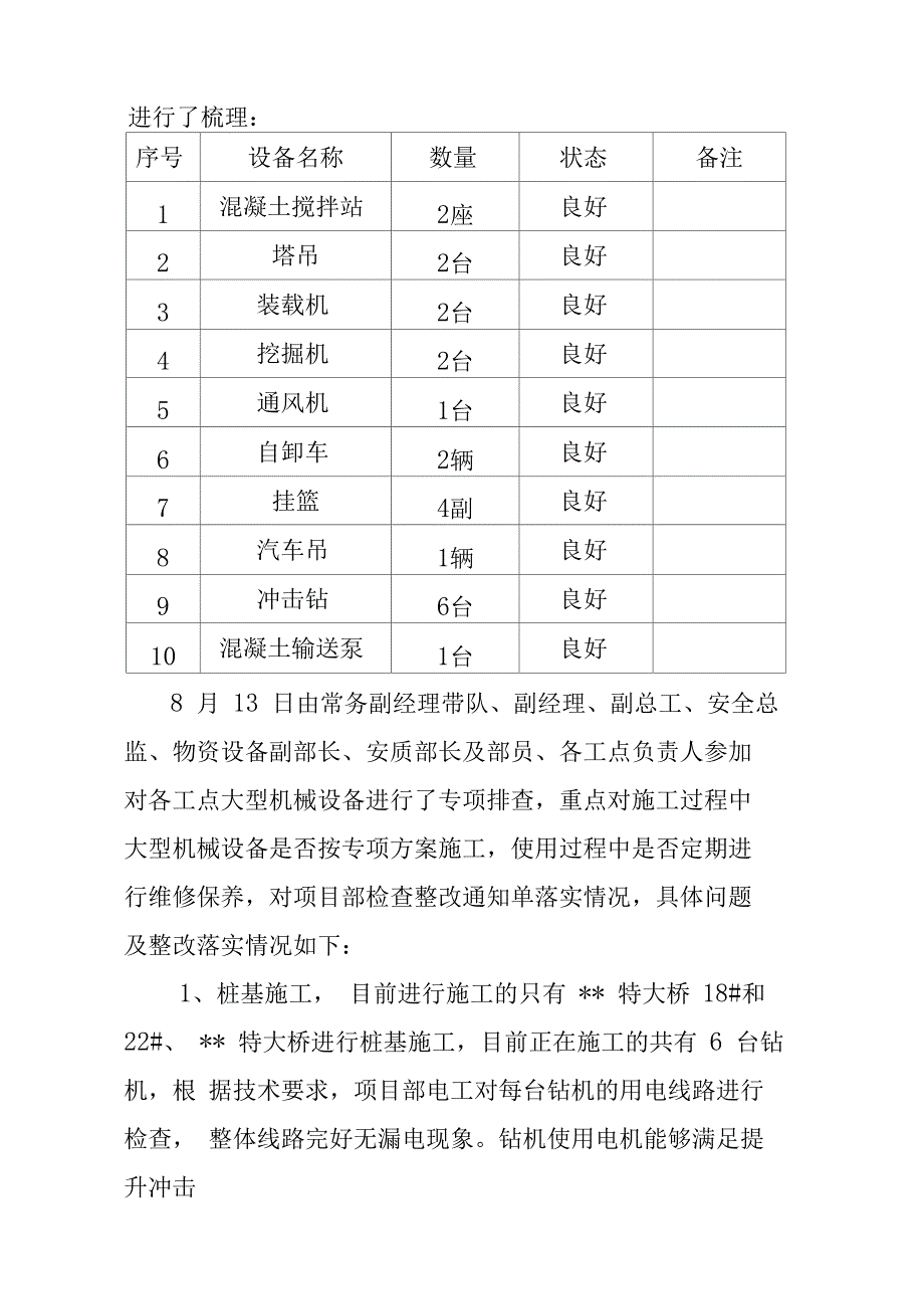 最新版大型机械设备专项检查自查自纠汇报_第3页