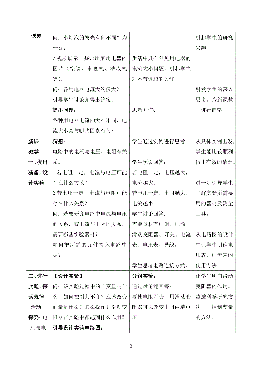 电流与电压和电阻的关系(教学设计)罗巧玲.doc_第2页