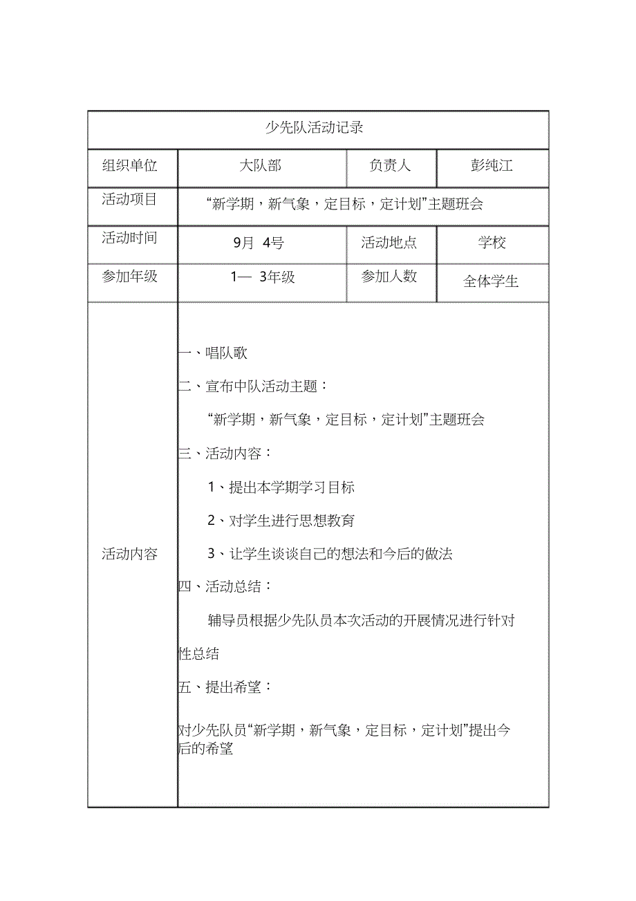 小学秋季学期少先队活动记录（完整版）_第1页