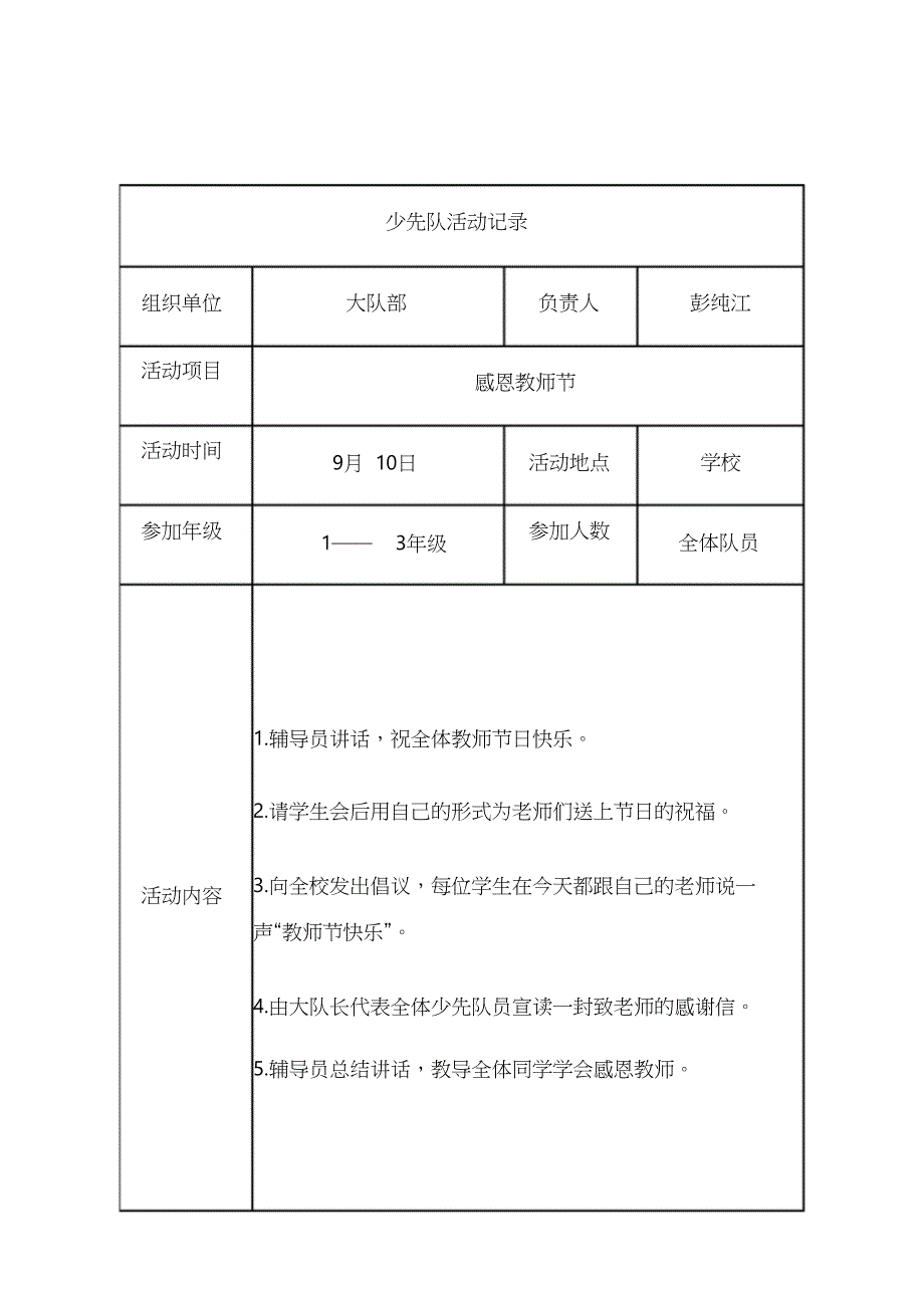 小学秋季学期少先队活动记录（完整版）_第2页