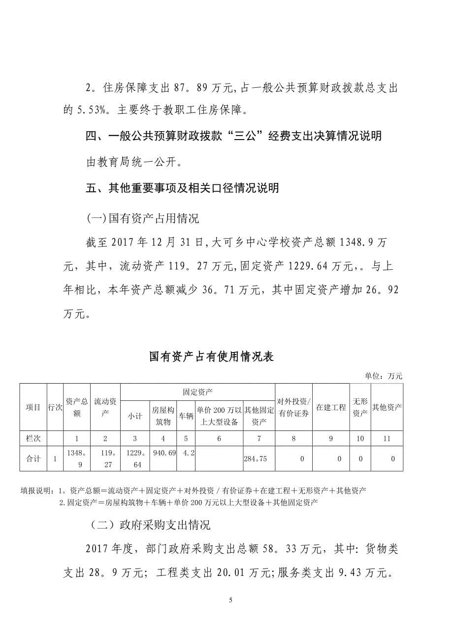 大可乡中心学校2017部门决算_第5页