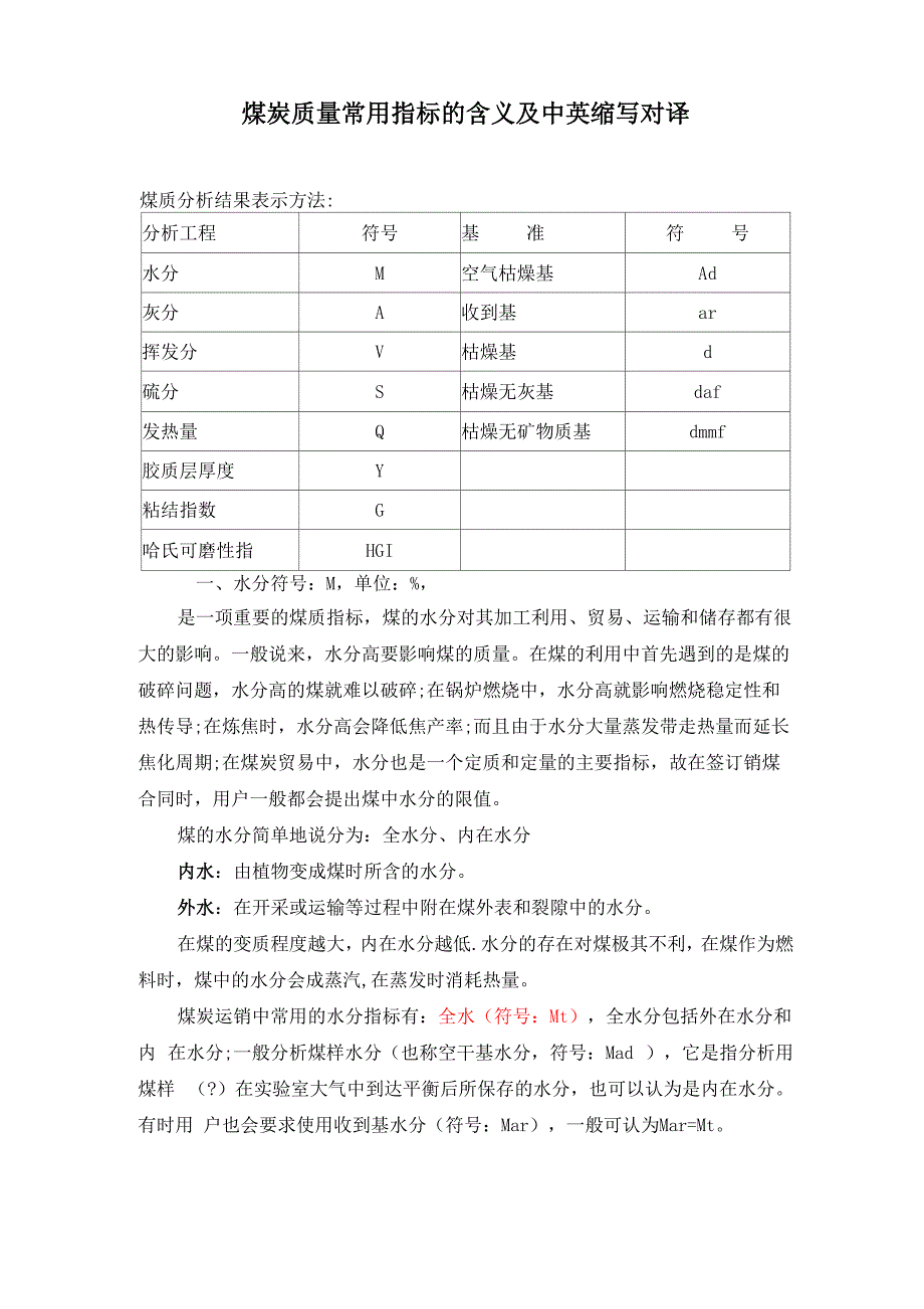 煤炭质量常用指标的含义及中英缩写对译_第1页