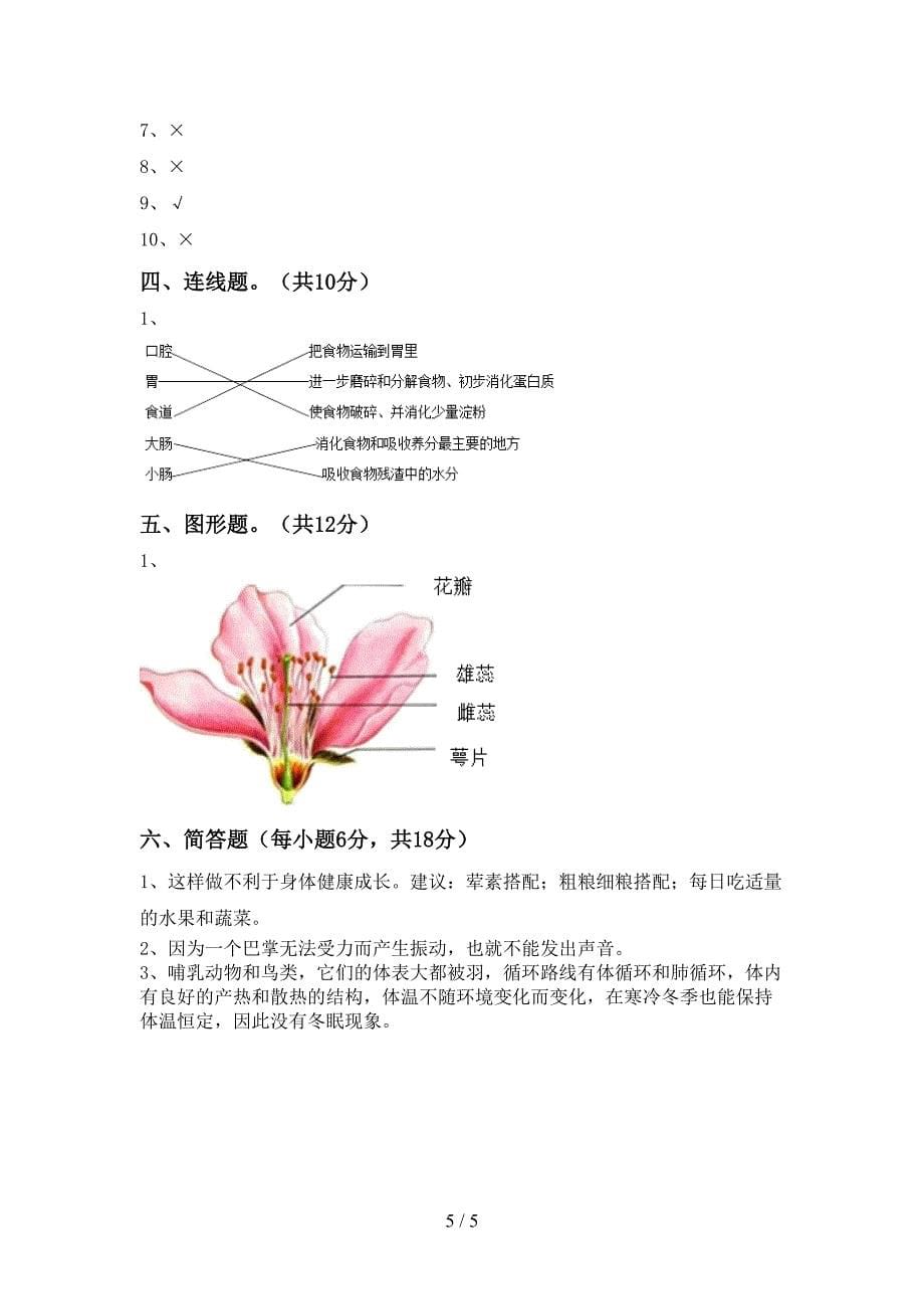 苏教版四年级科学上册期中考试及答案(1).doc_第5页